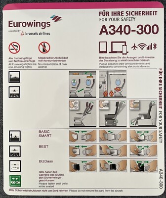 Eurowings Airbus A340-300 Safety Card operated by Brussels Airlines Rev 2.0 2018