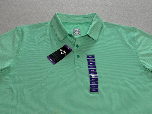 Callaway Golf Polo Shirt Mens 2XL/XXL Opti-Dri Striped Performance Green NWT - 第 7/9 張圖片