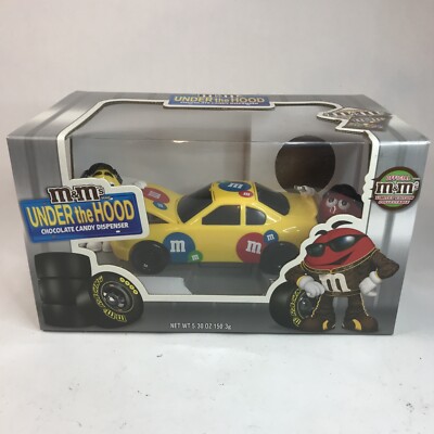 M&M's Under The Hood RACE CAR Candy Dispenser Yellow Limited Edition Missing MMs