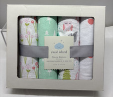 4 X Cloud Island Flannel Blankets Forest Theme - Multicolor 30 X 30 NEW B51