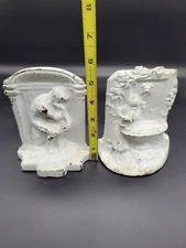 Vintage The Thinker Cast Iron Bookend & Women at Well Fountain Art Deco Decor