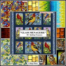 QUILTING TREASURES "GLASS MENAGERIA" STAINED GLASS ANIMALS FABRICS