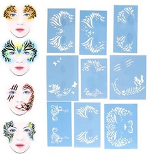 Party Perfect Face Painting Stencils - 9pcs Kit with Washable Templates for Holi