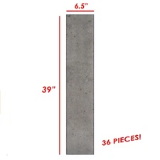 Foam Wall/Ceiling Plank, 39" x 6.5", Glue Up, Concrete Dark (36pc Pack)
