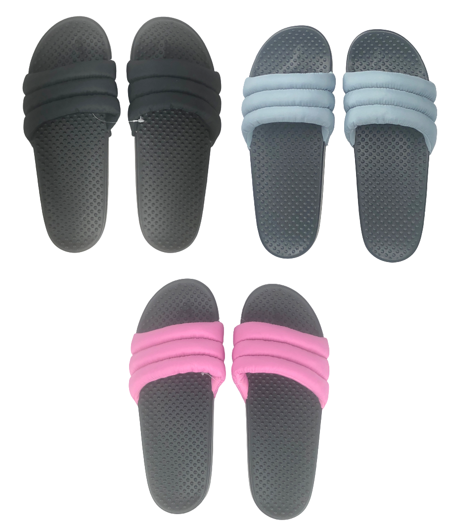 VICTORIAS SECRET PINK LOGO PUFFER SLIDES SANDALS BEACH SHOES S M L NWT Free  Ship