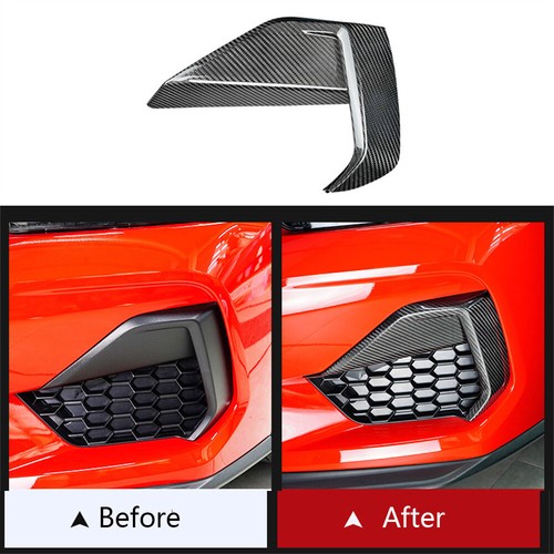 Real Carbon Fiber Front Bumper Fog Light Air Vent Cover For Ford Mustang 2024-25 - Picture 3 of 18