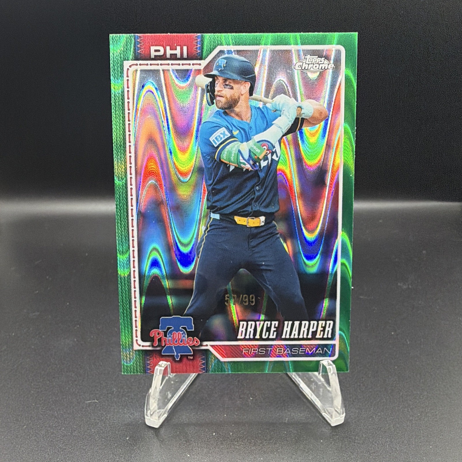 Topps 2026 Chrome Bryce Harper Green Refractor #244 Phillies #’d/99