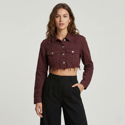 H&M Divided Women's Distressed Cropped Denim Jacket in Brown Color size XS  NWT | eBay