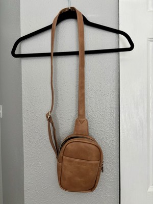 Telena Small Tan/Brown Sling Crossbody Chest Fanny Pack Travel Bag 