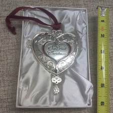 Things Remembered Silver Our First Christmas Hanging Ornament Heart Locket
