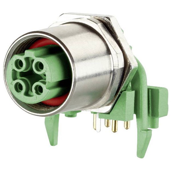 Metz Connect PCB Socket 4-Pin M12 D-Coded IP67 Rail Use