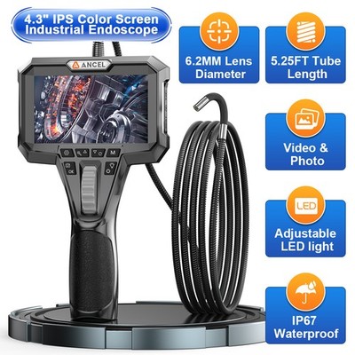 1080P HD Industrial Endoscope LCD 4.3'' 6.2mm Inspection Snake Camera Borescope