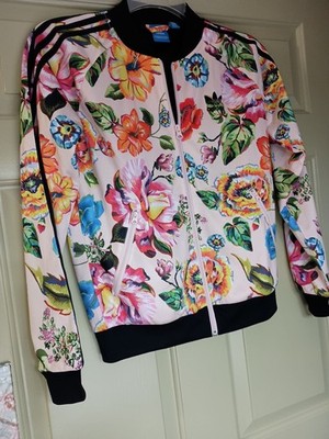 Adidas X Farm Rio Trefoil Floral Track Bomber Jacket Women's Size