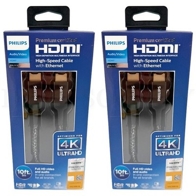 Philips 10' Elite Premium High-Speed 4K HDMI Cable with Ethernet Lot of 2