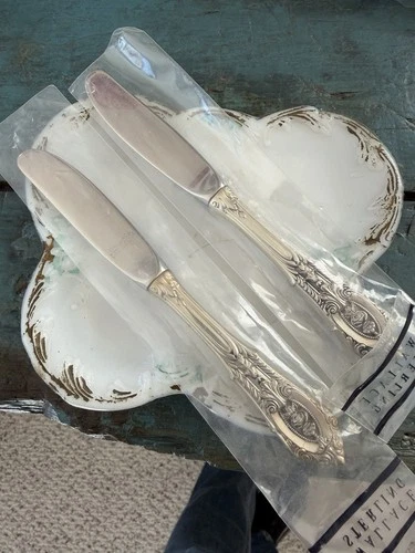 Wallace Rose Point Sterling Silver 6 1/4” Butter Knife Spreaders Set 2 Pieces
