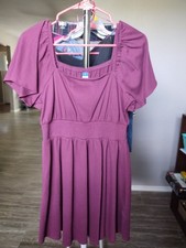 Old Navy Burgundy Fit & Flare Square Neck Flutter Sleeve Knit Stretch Dress M