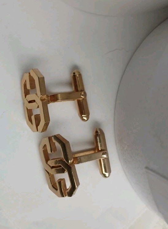 Givenchy Cufflinks Gold Plated  G G Logo Vintage Mens Jewellery Boxed thumbnail 7