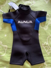 Aunua 3MM Toddler Little Kids SZ 4 Shorty Durable Wetsuit Swimming BLACK-BLUE