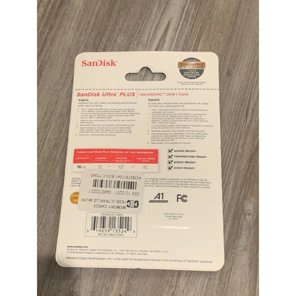 SanDisk Ultra Plus 16GB microSDHC UHS-1 Memory Card for Tablets - Image 2 of 2