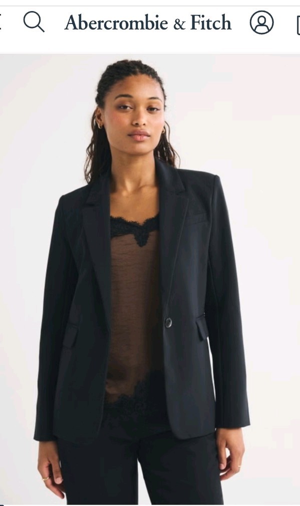 Ambercrombie Womans Classic Suiting Blazer M Medium Pitite Black New Jacket