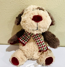 Animal Adventure Puppy Dog Plush 2015 Brown Red Ears Scarf Holiday Plushie 8