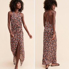 NWOT Free People Daria Halter Maxi Dress in Black/Orange/White