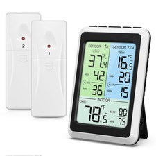 Upgraded Refrigerator Thermometer with Freezer Alarm, Digital Wireless Fridge