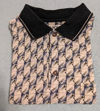 Vintage Penguin Sport Mens Golf Polo Shirt Sz M All Over Golf Print 100 Cotton