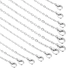 20 Pack 18 Inch Necklace Chains Bulk 2.5mm Silver Plated Cable Chains