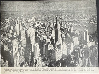 Book Clipping Photo NY East River Queens Aerial 1940 s