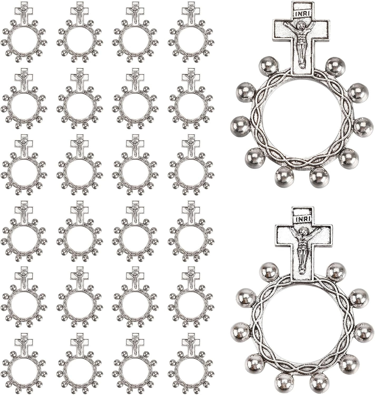 Finger Rosary Ring,Pocket Rosary Bulk Rosaries Pack of 24,Catholic Rings for Men