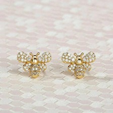 1.15Ct Lab Created Gorgeous Diamond Honey Bee Earrings 18K Yellow Gold Finish