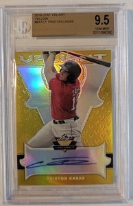 2018 Leaf Valiant Yellow Triston Casas autographed 10/10 Beckett 9.5 Gem Mint