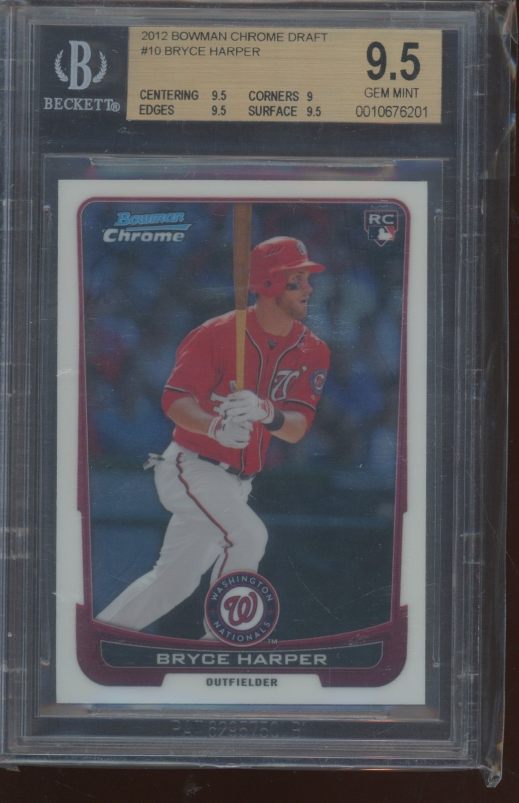 2012 Bowman Chrome Draft Baseball Bryce Harper NATIONALS #10 RC BGS 9.5