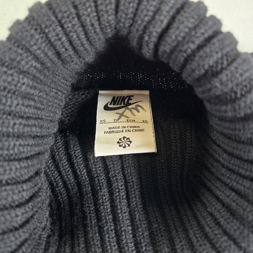 Nike Life Mens XS Black Wool Blend Cable Knit Turtleneck Sweater Swoosh Logo - Picture 3 of 10