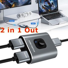 Bi-Directional 4K HDMI 2.0 Cable Switcher Splitter HUB 2 in 1 out and 1 in 2 out