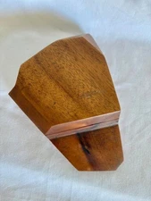 Hawaii PIECED SOLID KOA WOOD BOX w/ lid O'AHU SHAPE  8"L x 6 "W x 2"H x .50"D