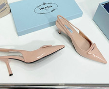 Prada Brushed Leather Slingback Pumps size38
