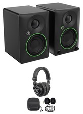 Pair Mackie CR3.5 3.5" Powered Studio Monitors w/ Tone Control Headphones