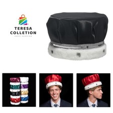 Satin Crown with Silver Trim and Faux Fur, King Crown For Prom, Homecoming, R...