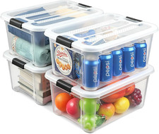 15L Clear Storage Bins with Lids, 4 Pack Stackable Plastic Storage Containers wi