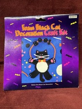2 Pack Vintage Craft Halloween Black Cat Foam Hanger NEW
