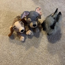Vintage NWTs Disney Store Lady and the Tramp Mini Bean Bag Plush Set Of 3