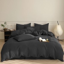 Black Comforter Full Size Men Women Solid Black Bedding Comforter Set Full Da...