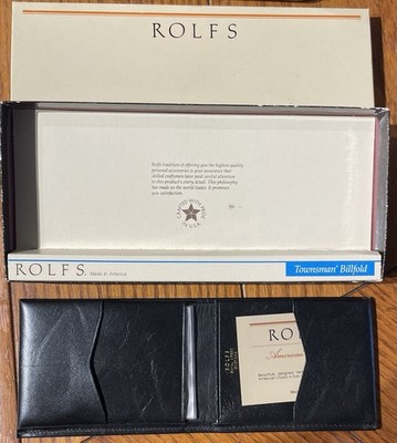 Rolfs Leather Billfold Wallet New In Original Box Black Vintage Townsman
