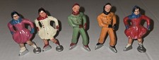 Vintage Barclay Manoil 6 Ice Skaters Lead Figures Made in USA Christmas Holiday