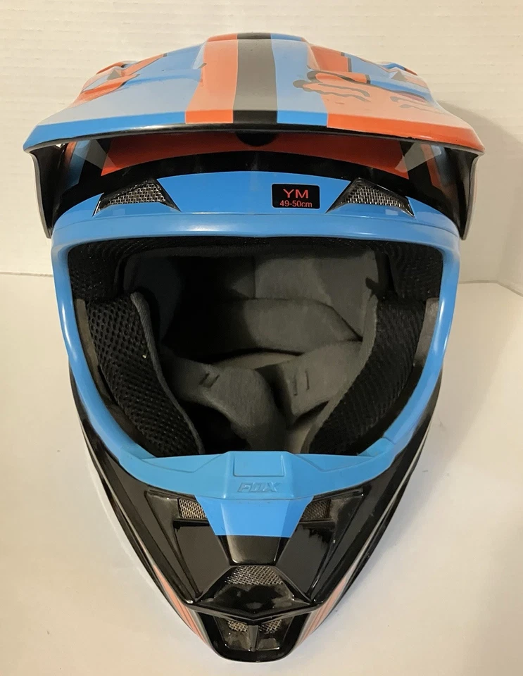 FOX V1 Falcon Helmet Youth Medium Black/Orange With Bag excelent condition - Image 2 of 4