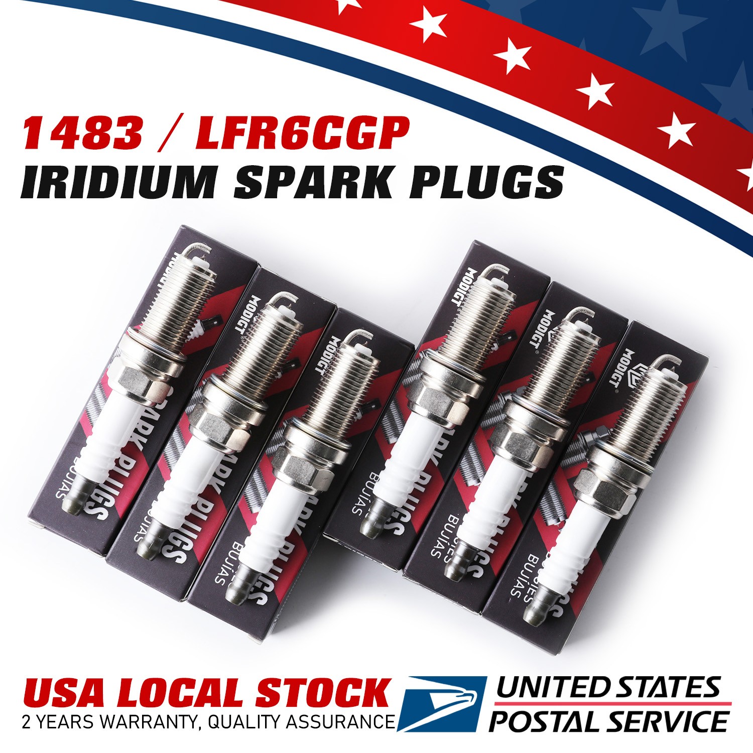 Set of 6Pcs OEM LFR6CGP 1483 Iridium Spark Plug For Dodge Volvo Mitsubishi Saab
