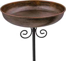 Small Metal Bird Bath for Outdoors 10 Dia Bowl with Stake Birdbaths Garde