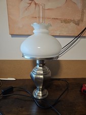 Vintage antik alte Petroleumlampe Zinn Tischlampe elektrifiziert